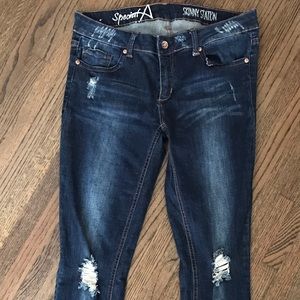 NWOT Distressed, Dark Wash Denim Jean, Size 9
