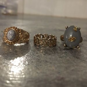 Gold and gray fashion rings