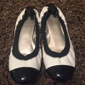Black and White Leather Ballet Flats