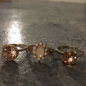 Gold and pink fashion rings