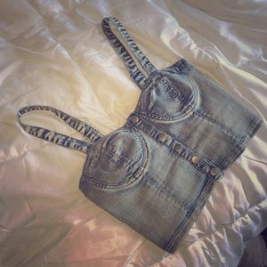 Washed jean Bustier: Forever 21