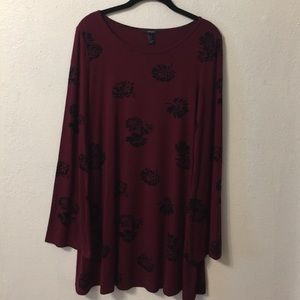 Burgundy Floral Printed Dress