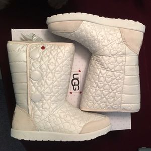 Girls Kids Size 4 White UGG Puffy Tall Boots