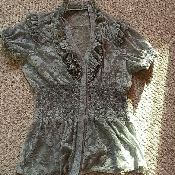 Grey lace top.