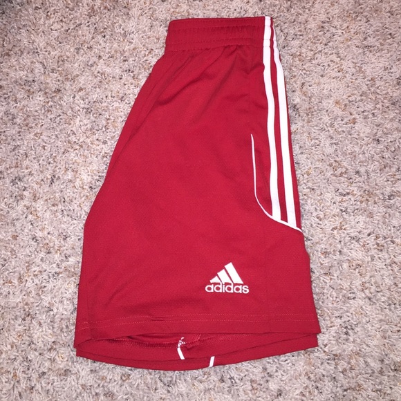 Red adidas basketball shorts