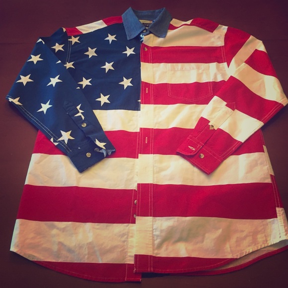 American Flag Long Sleeve Button-Up