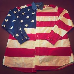 American Flag Long Sleeve Button-Up