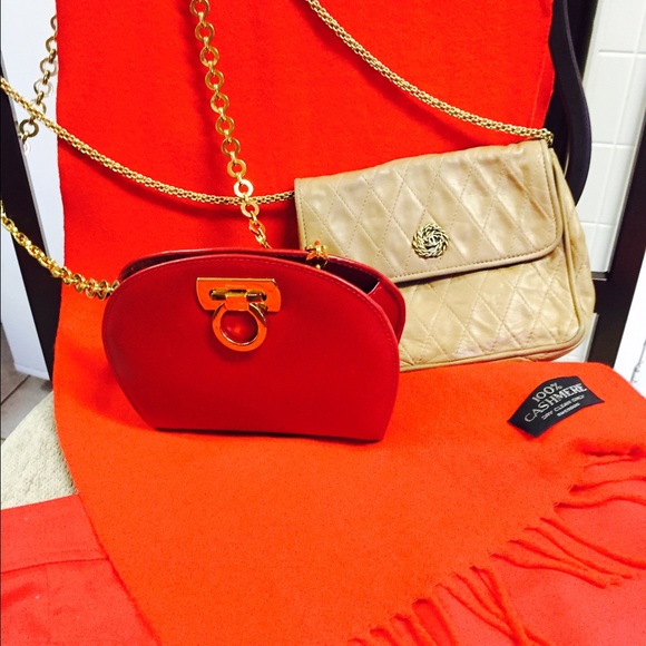 Authentic Vintage Red Leather Ferragamo Purse