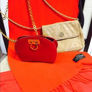 Authentic Vintage Red Leather Ferragamo Purse