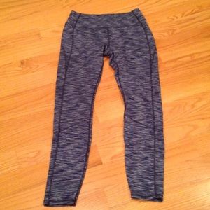 Blue space dye fleece lined running tights size M