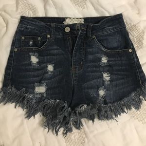High waisted denim shorts