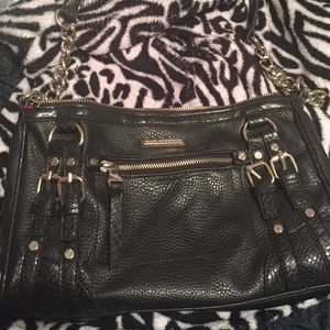 Dana Buchman black crossbody with red interior