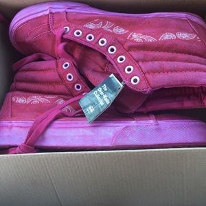 Vans Shoes - Vans Red Over Washed Hightops Vans Shoes - Vans Red Over Washed Hightops