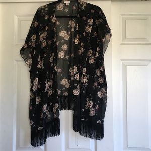 Black floral Kimono.
