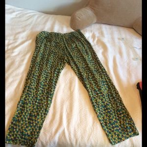 100%Silk Lemon Print Vintage Pants