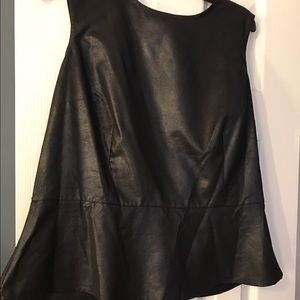 Black leather look peplum top