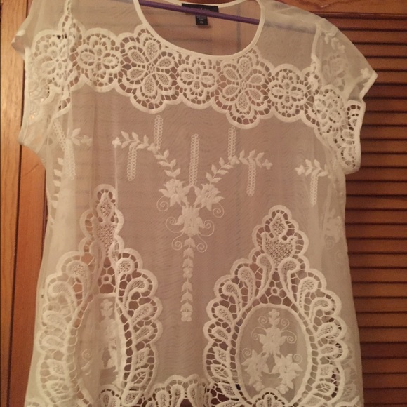 Karen Kane sheer white top