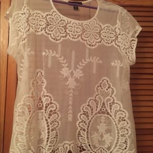 Karen Kane sheer white top