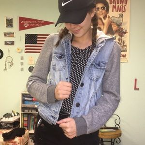 Denim & grey sweatshirt jacket