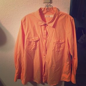 Orange button down collar shirt