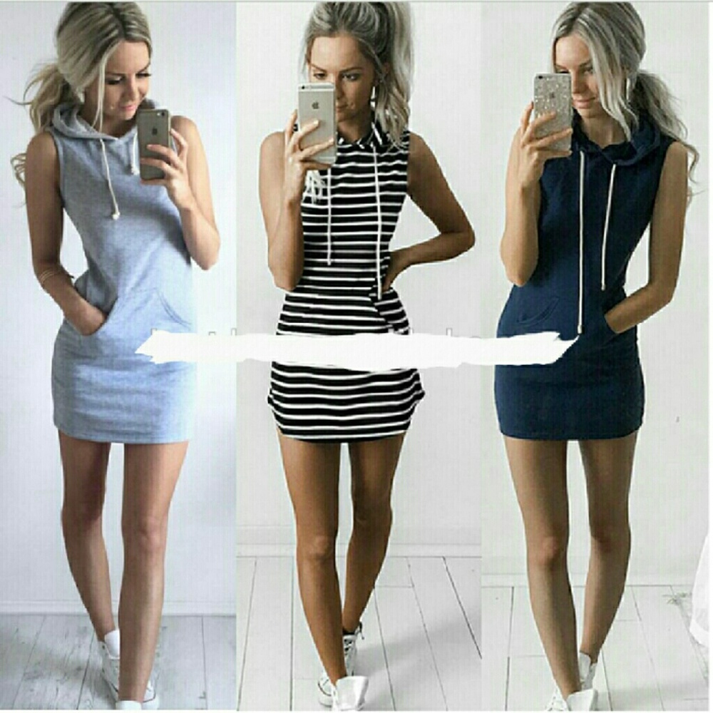 women's hooded sleeveless mini dress