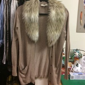 Loft Faux Fur Cardigan