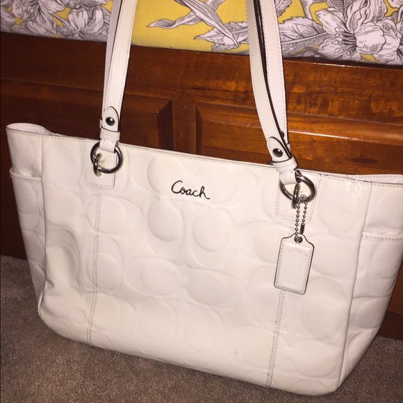 Coach white and baby blue handbag - Picture 1 of 4