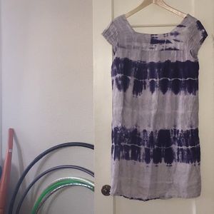 Purple tie dye linen dress