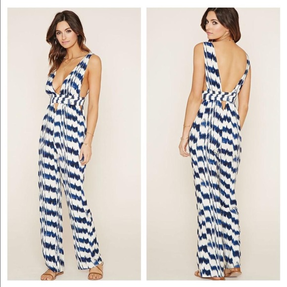 Blue and white jumpsuit