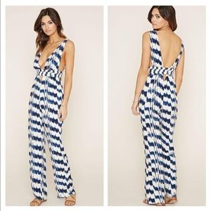 Blue and white jumpsuit