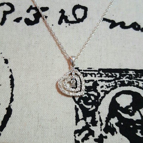 Rhinestone double heart necklace