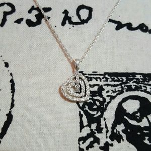 Rhinestone double heart necklace