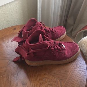 Red suede Nike Air Force 1