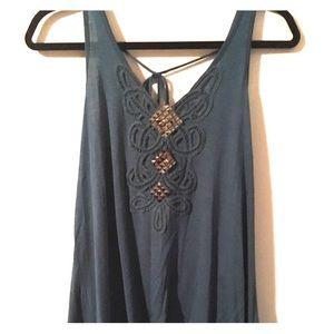 Charlotte Russe blue studded front night out tank