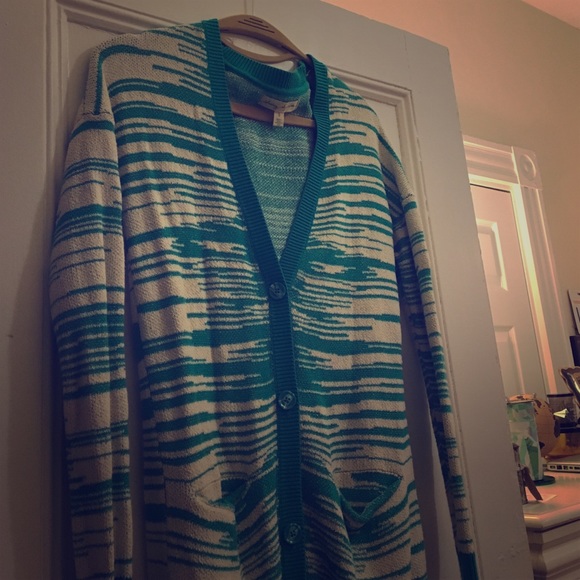 Cardigan- turquoise/white
