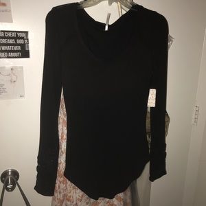 free people thermal top lace wristlets black NWT