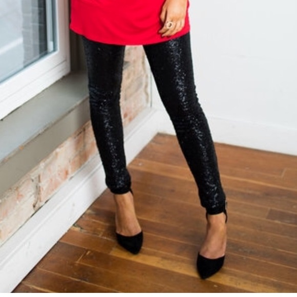 Black sequin pants