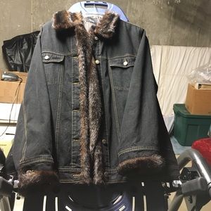 Dennis Basso Fur Lined, Denim Jacket