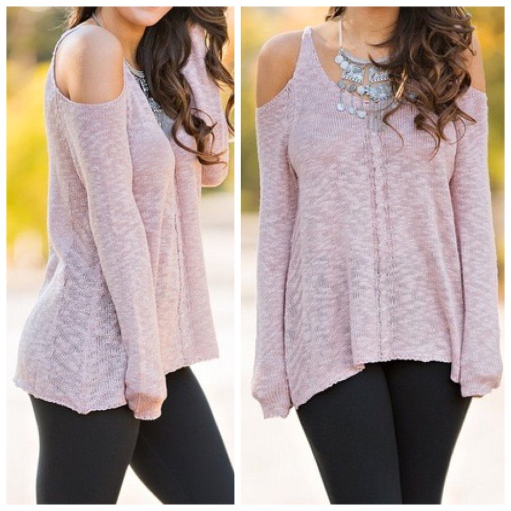 Dusty Rose Cold Shoulder Sweater(S,M)--Final Sale