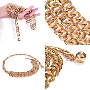 Vintage Deadstock Heavy Gold Chain Necklace Belt