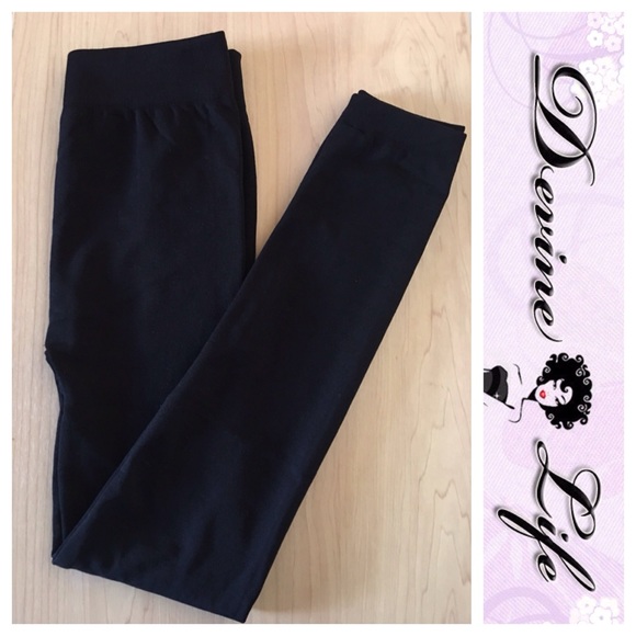 Black Fleece Leggings, High Waist - Picture 2 of 2