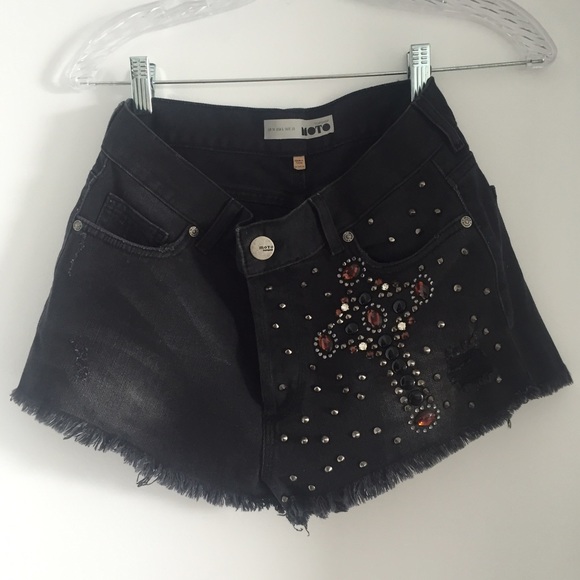 TOPSHOP black jeans shorts