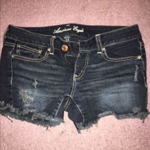 Dark wash denim shorts