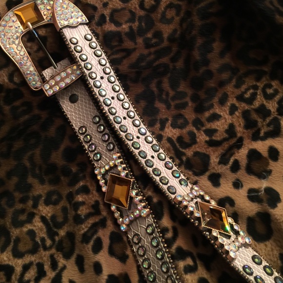 Gorgeous rhinestone and leather belt main image 4