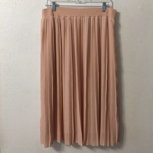 Blush Accordion Pleated Midi Skirt