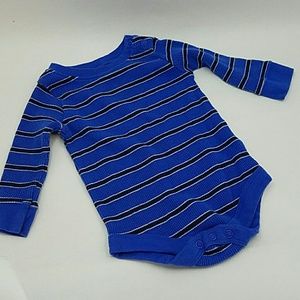 3-6 m blue and black striped long sleeve onsie
