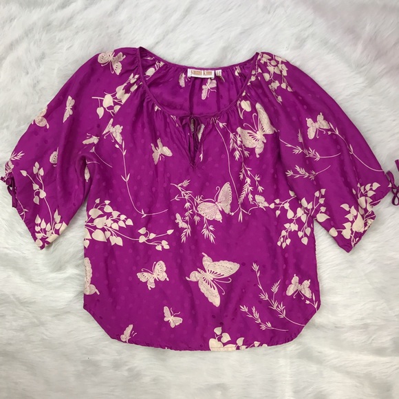 Yumi Kim Tops - Yumi Kim Dark Pink Silk Butterfly Blouse