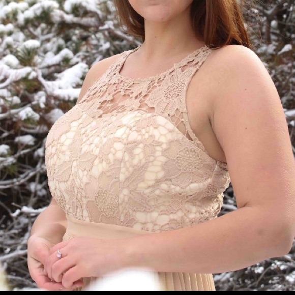 Cream Colored Lace Maxi Dress