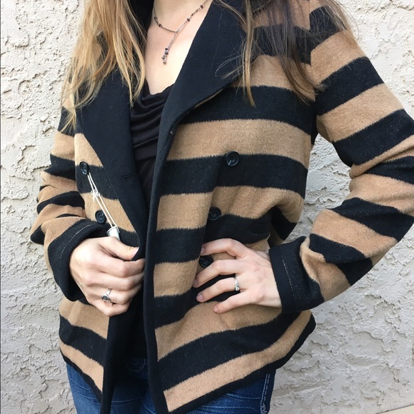NWT Tulle striped pea coat
