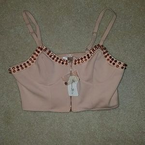 Nude Bustier Knit Crop Top